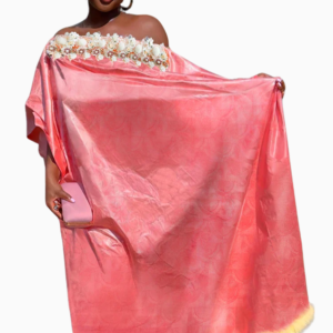 Vêtement traditionnel africain, boubou rose pour femme moderne
