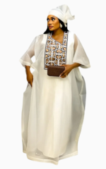 Boubou blanc femme pour mariage élégant et traditionnel