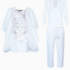 Boubou garçon en blanc – Style africain traditionnel pour le jeune garçon