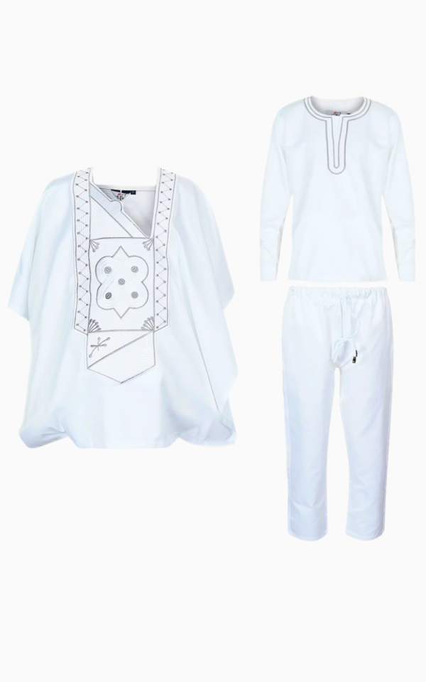 Boubou garçon en blanc – Style africain traditionnel pour le jeune garçon