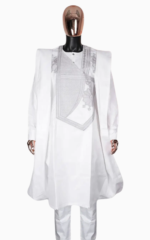 Boubou Blanc Homme en tissu traditionnel africain