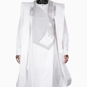 Boubou Blanc Homme en tissu traditionnel africain