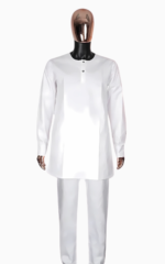 Boubou homme, coupe contemporaine, couleur blanche