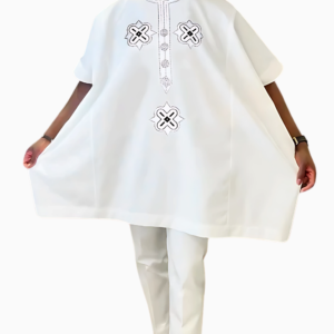 Boubou homme blanc à manches courtes
