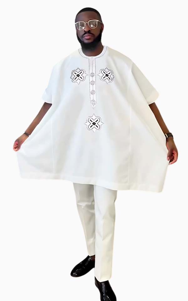Boubou homme blanc à manches courtes