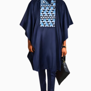 Boubou bleu homme élégant en style africain