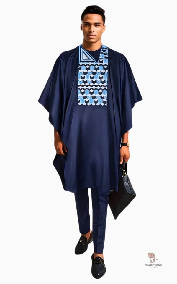 boubou-bleu-homme-1 Boubou bleu homme élégant en style africain
