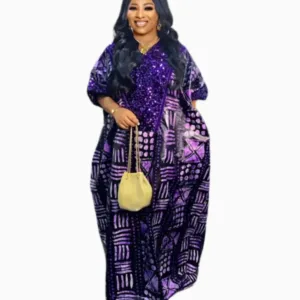 Boubou brodé femme élégant en tissu africain