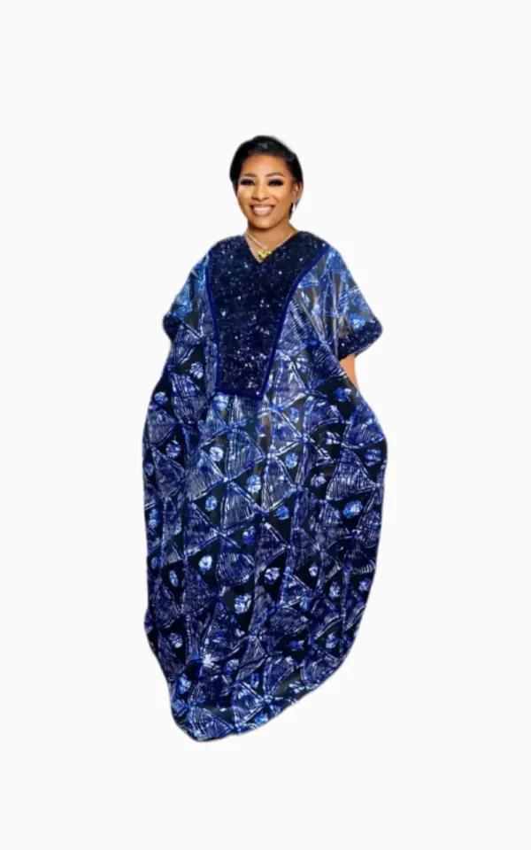 Boubou africain femme avec motifs brodés uniques