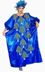 Boubou africain femme avec motifs traditionnels colorés