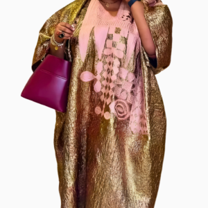Boubou Africain Femme Doré élégant et traditionnel