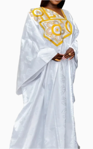 Boubou féminin, style africain, coupe moderne et simple