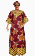 Boubou Femme Wax en tissu africain coloré