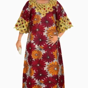 Boubou Femme Wax en tissu africain coloré