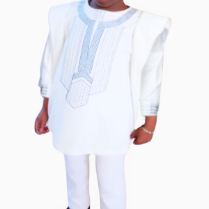 Boubou Garçon Blanc 3 pièces pour enfant