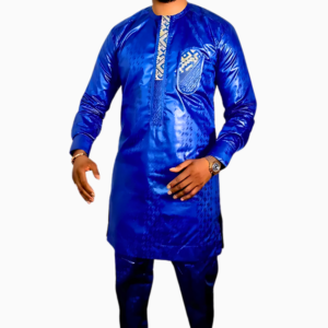 Boubou Homme Bazin en bleu
