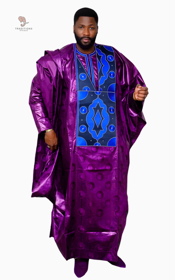 Boubou Africain Homme Grande Taille en tissu léger et coloré