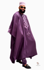 Boubou homme violet, style africain traditionnel