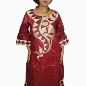 Boubou moderne femme en tissu africain coloré