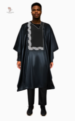 Boubou noir homme élégant et traditionnel