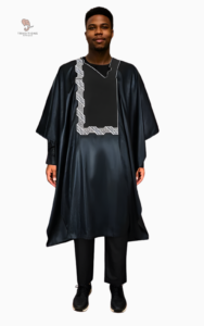Boubou noir homme élégant et traditionnel