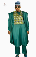Boubou vert pour homme, style africain traditionnel