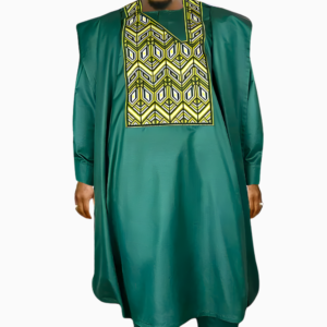 Boubou vert pour homme, style africain traditionnel