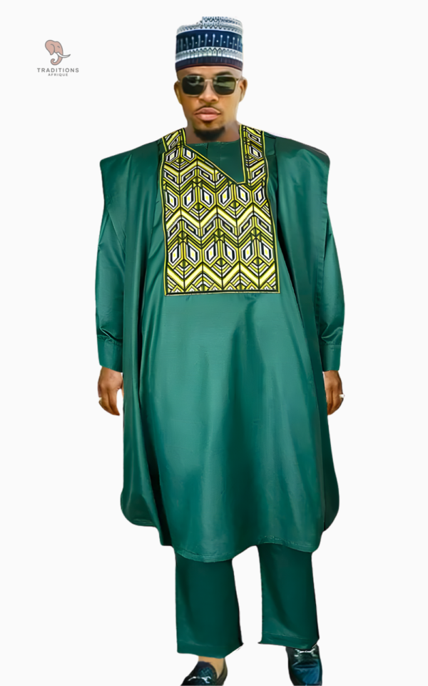 boubou-vert-homme-1 Boubou vert pour homme, style africain traditionnel