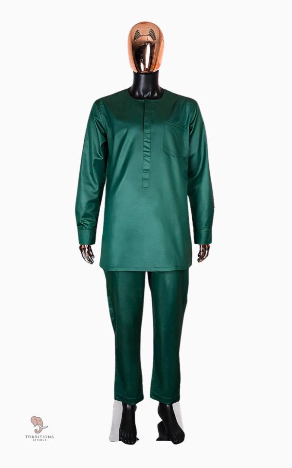 Boubou homme en coton vert, mode africaine