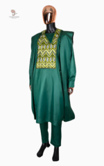 Boubou traditionnel vert, artisanat africain pour hommes