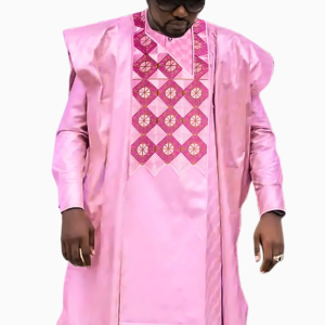 Boubou Wolof homme élégant en tissu africain traditionnel