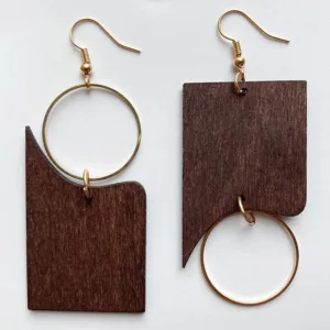 Boucle d'oreille en bois, style africain