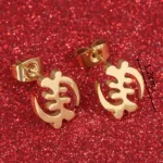 Boucles d’oreilles en métal africain Gye Nyame unique