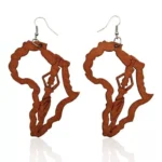 Boucle d’oreille continent africain en bois