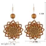 Boucle d'oreille florale en rotin, style africain unique