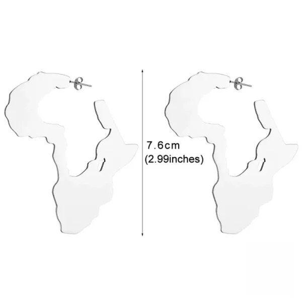 Boucle d'oreille en métal avec silhouette de l'Afrique