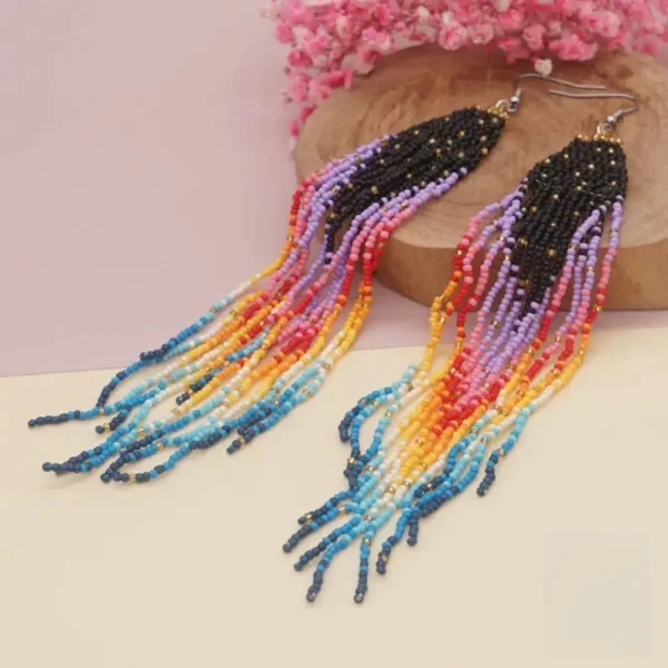 Boucle d'oreille en perles sénégalaises - vue 3