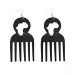 Boucles d'oreilles en bois, style africain, design peigne