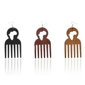 Accessoire en bois, boucle d'oreille peigne originale