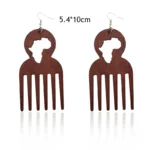 Bijou africain, boucle d'oreille en bois sculpté