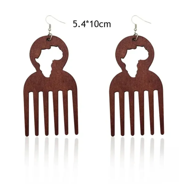 Bijou africain, boucle d'oreille en bois sculpté