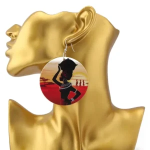 Bijoux artisanaux africains, boucles d'oreilles wax uniques