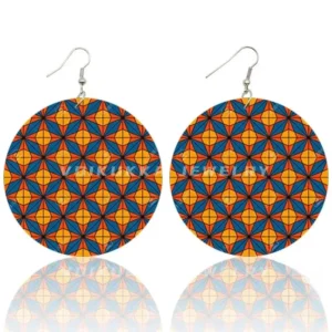 Boucles d'oreilles wax rondes, design africain élégant