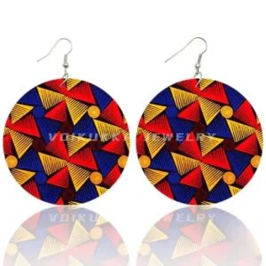 Boucles d'oreilles africaines en wax, modèle coloré
