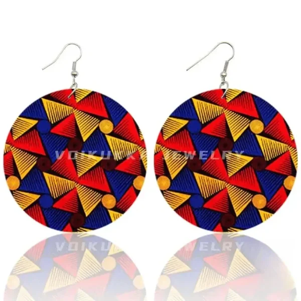 Boucles d'oreilles africaines en wax, modèle coloré