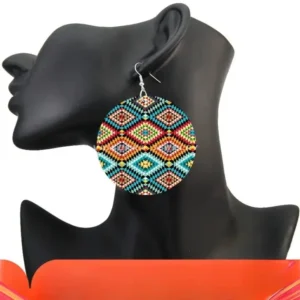 Accessoires en wax, boucles d'oreilles rondes uniques