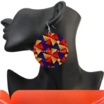 Créations en wax, boucles d'oreilles rondes vibrantes