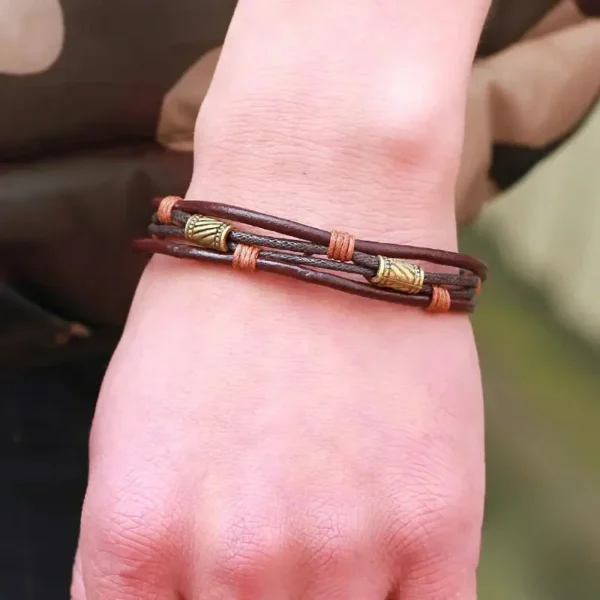 Bracelet en cuir aux motifs africains