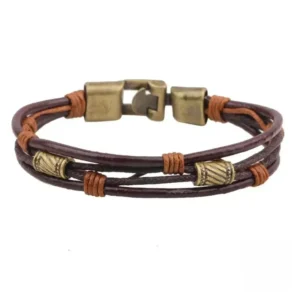Élégant bracelet en cuir artisanat africain