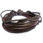 Bracelet Africain en cuir noir, pièce unique et authentique